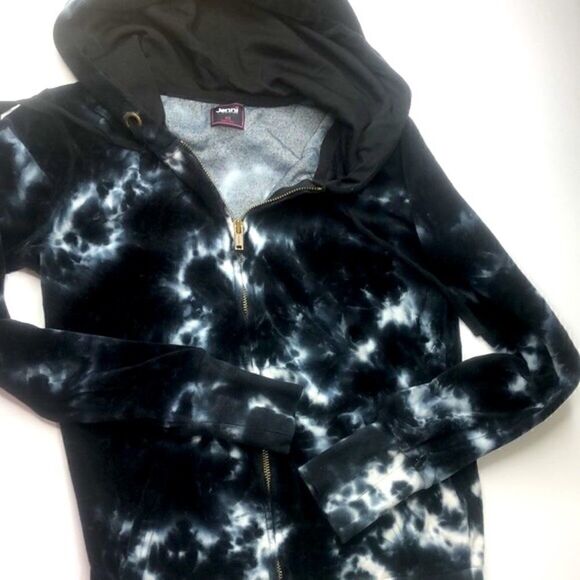 SET: JENNI by Jennifer Moore Sweatsuit Loungewear Velour Hoodie & Pant Set Black - Picture 6 of 12